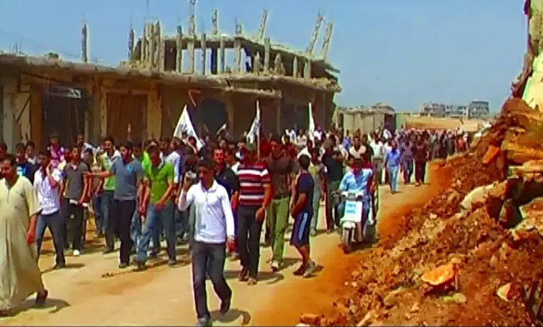 احتجاجا على بناء بركسات في مخيم نهر البارد