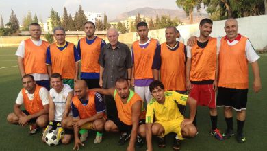 مباراة بكرة القدم بين قدامى شبيبة فلسطين و فريق المغتربين في مخيم البداوي