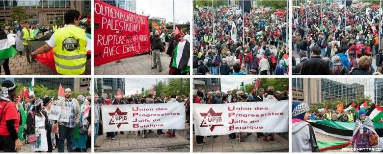 مظاهرة حاشدة بالالاف في بلجيكا تضامنا مع غزة
