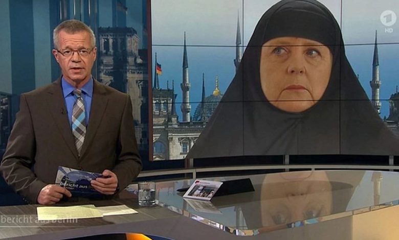 ميركل بالحجاب على قناة تلفزيونية ألمانية!