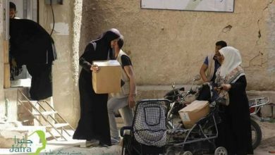 توزيع مساعدات إغاثية في اليرموك و خان الشيح