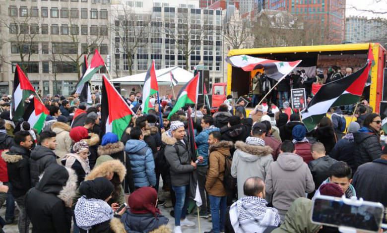 تظاهرة بشيكاغو الأمريكية نصرة لمسيرات غزة ورفضا للعدو