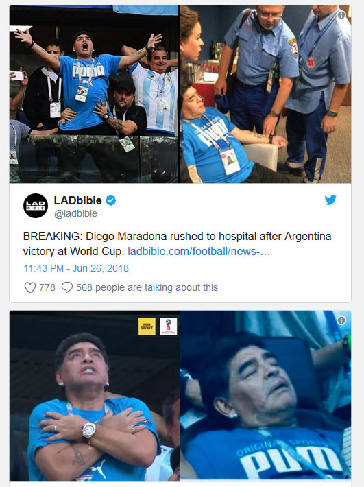دييغو مارادونا إلى المستشفى