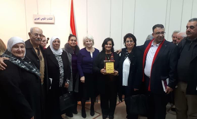 تكريم سميرة صلاح ضمن تكريم المنتدى القومي العربي للامناء على العهد القومي