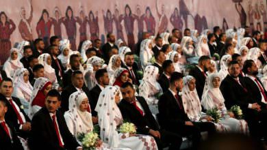 الرئاسة و م.ت.ف تنظمان عرسا جماعيا لـ 400 عريس وعروس من مختلف المخيمات الفلسطينية في لبنان
