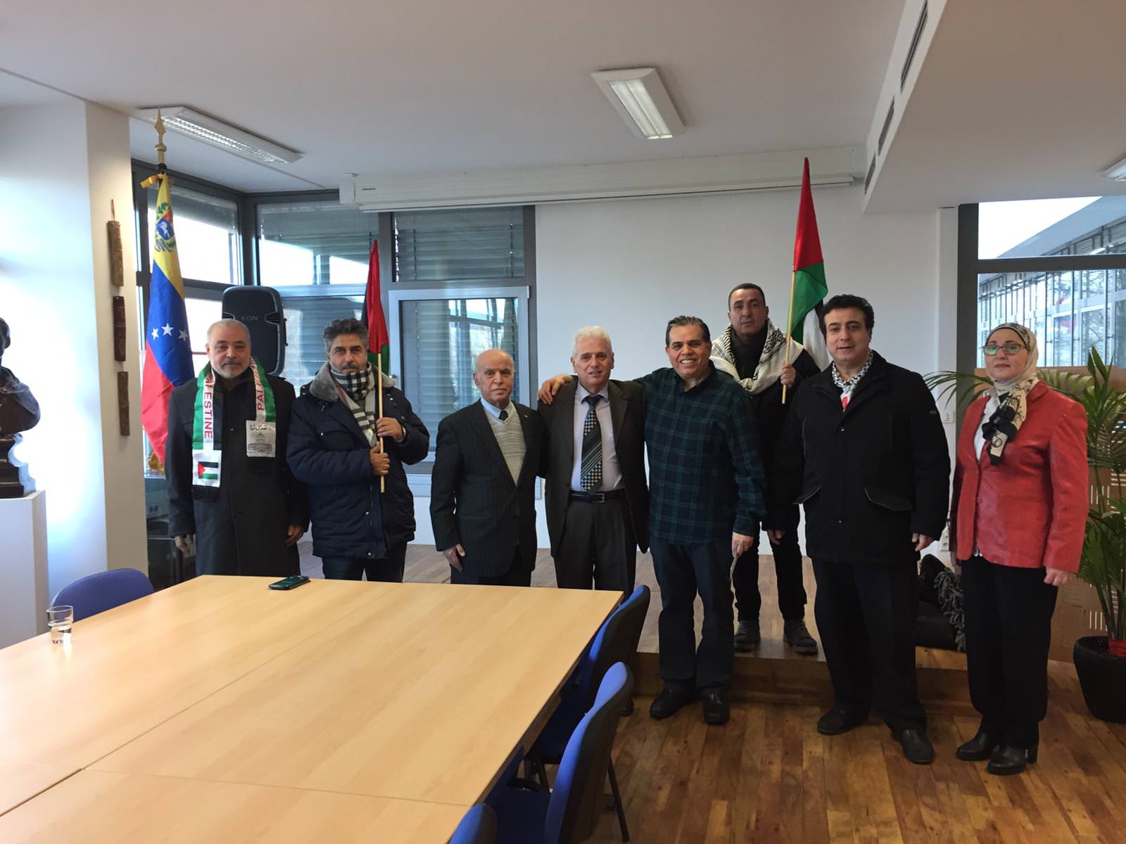 وفد من هيئة المؤسسات والجمعيات الفلسطينية والعربية في برلين بزيارة السّفارة الفنزويلية في المانيا