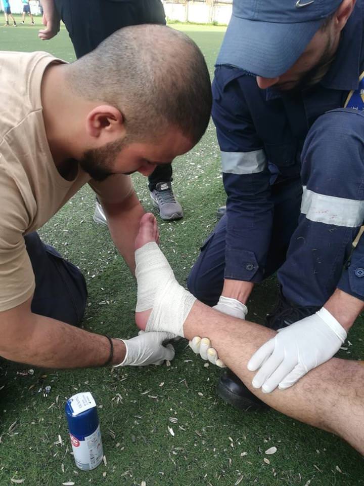 فريق الدفاع المدني الفلسطيني فوج مخيم البداوي على مواكبة الدورة التي نظمها نادي الأشبال و نادي جنين بمناسبة يوم الأرض