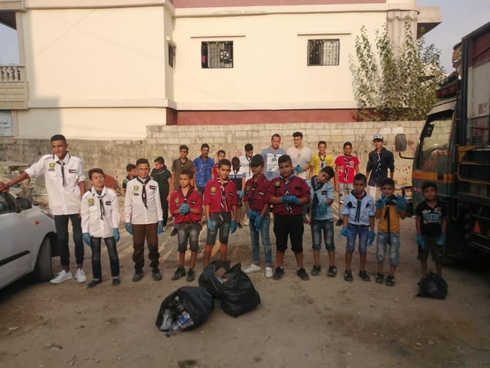 كشافة الوحدة في مخيم نهر البارد قامت بحملة تنظيف لشارع بيت المقدس