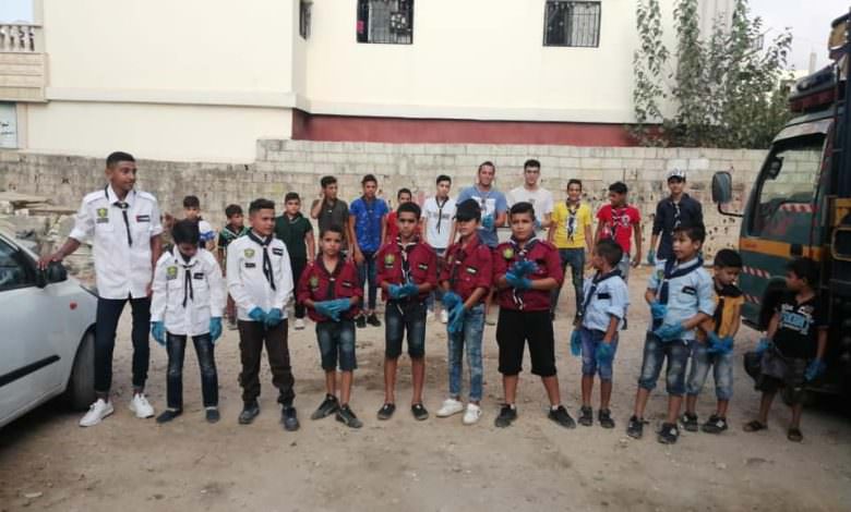 كشافة الوحدة في مخيم نهر البارد قامت بحملة تنظيف لشارع بيت المقدس
